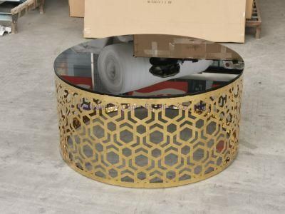 Muti-Pattern Laser Cutting Coffee Table Side Table in Gold