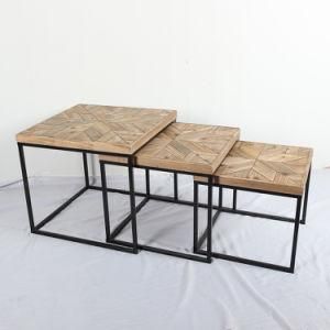 Designer Square Glass Hotel Metal Frame Living Room Coffee Table Sets Modern