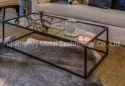 Metal Coffee Tables for Living Room Tempered Clear Glass Design Modern Style