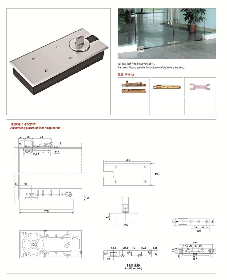 Glass Door Fitting Floor Spring Door Closer for Hotel or Office Door