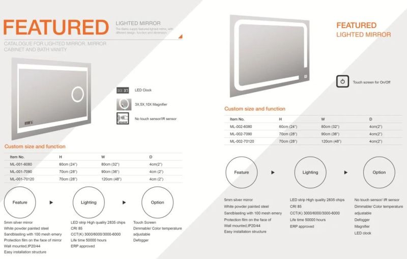 2700-6500K Salon Desktop Makeup LED Mirror with Dimmer