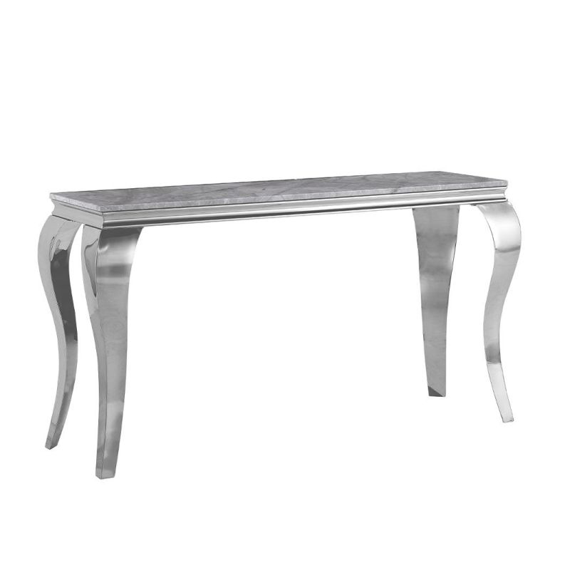 Luxury Modern Design Stainless Steel Tempered Glass Top Rectangle Console Table