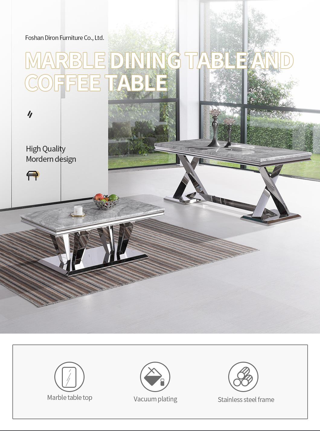 China Manufacturer Stainless Steel Synthetic Marble Dining Table
