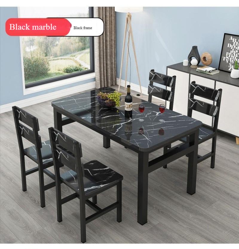 Modern Tempered Glass Top and Steel Frame Dining Table Set