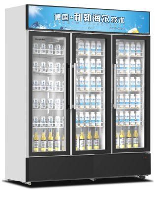 Big Capacity Supermarket Fridge Upright Showcase Glass Door Beverage Display Vertical Freezer