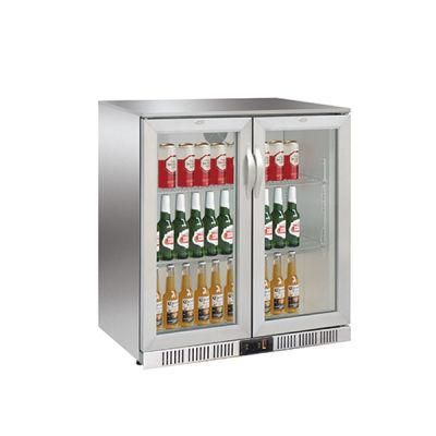 850/900mm Stainless Steel Double Glass Door Fan Cooling Backbar Showcase