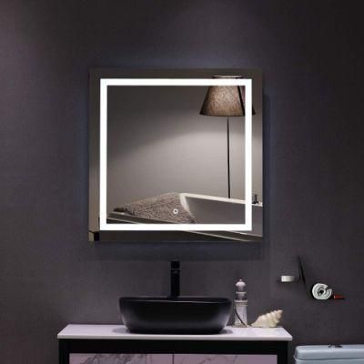 Horizontal/Vertical Square Backlit Bathroom Mirror Wall Mounted Anti-Fog Makeup Mirror with LED Light Over Vanity