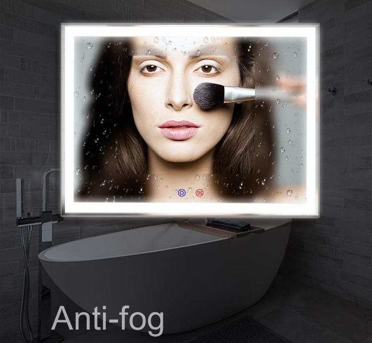 80*60cm Plastic Wall-Mounted LED Bathroom Touch Screen Mirror with Anti-Fog
