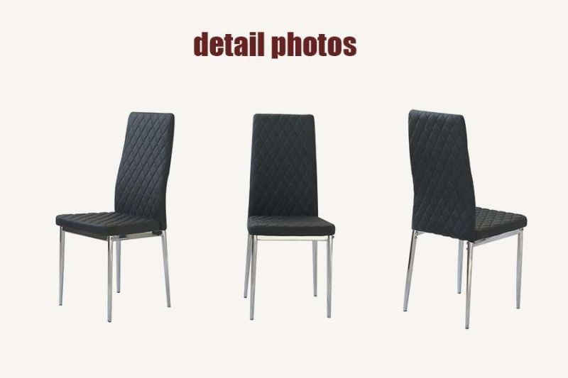 Wholesale Modern Home Banquet Furniture PU Leather Diamond Lattice Electroplating Steel Dining Chair