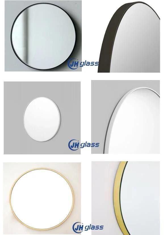 Jinghu Modern Style Black White Golden Color Metal Aluminum Alloy Framed Mirror Furniture Dressing Mirror Barhroom Wall Mirror