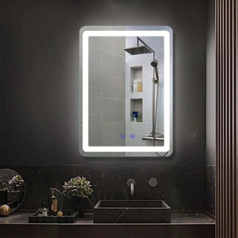 Wholesale Frameless Illuminated LED Bathroom Vanity Mirror with Touch Switch Time Display