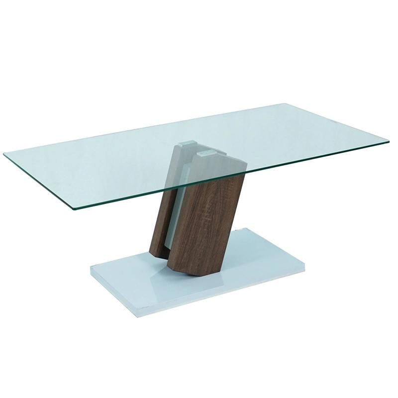 Cheap Design Modern High Quality Clear Tempered Glass Coffee Table with Stainless Steel Base
