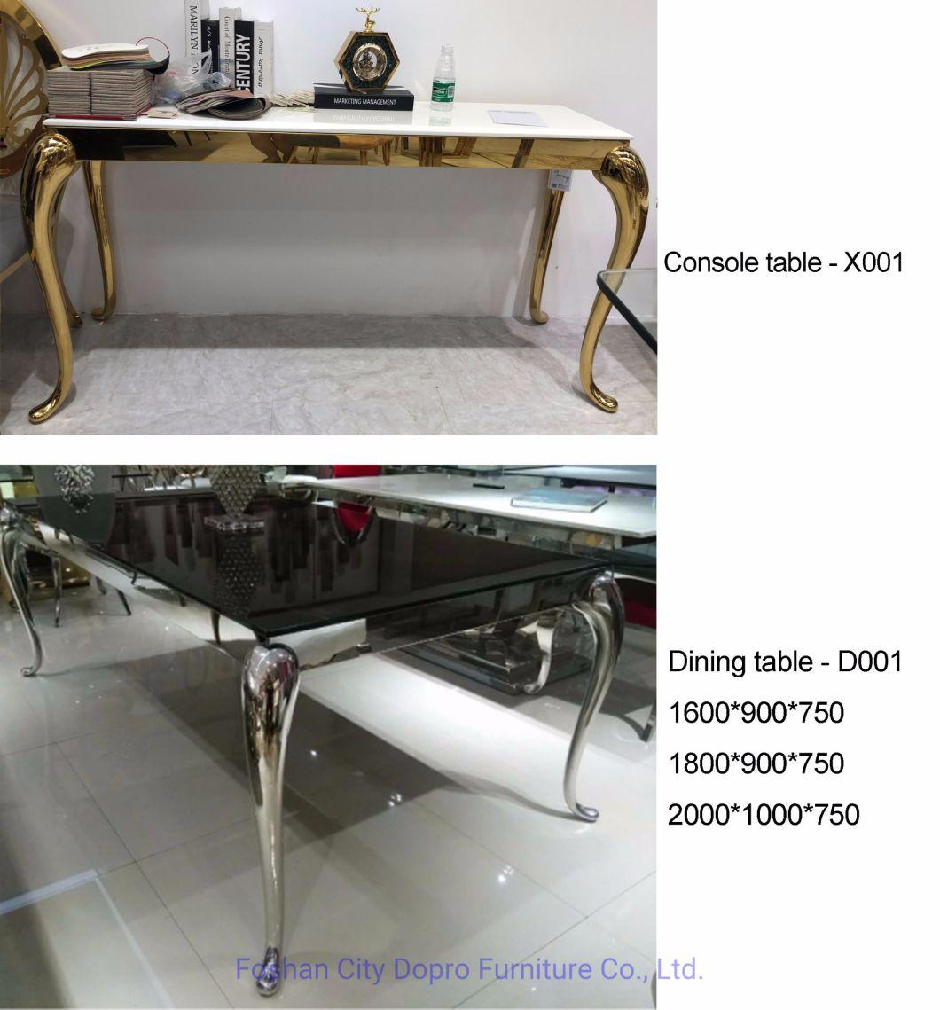 4 Legs Classic Simple Antique Stainless Steel Golden Console Table