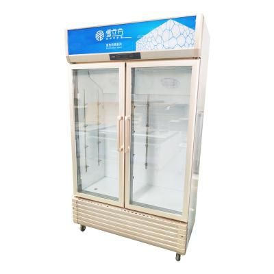 CE Approved Upright Double Glass Door Display Beverage Cooler Showcase