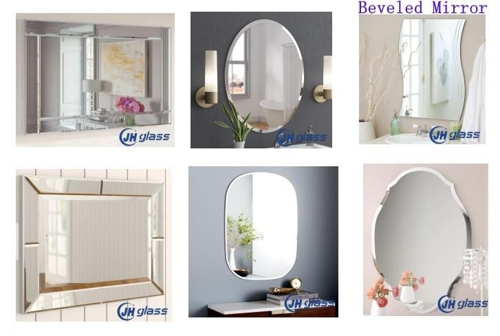 3mm, 4mm, 5mm, 6mm Beautiful Design Morden Simple Home Decorator Frameless Bathroom Beveled Mirror