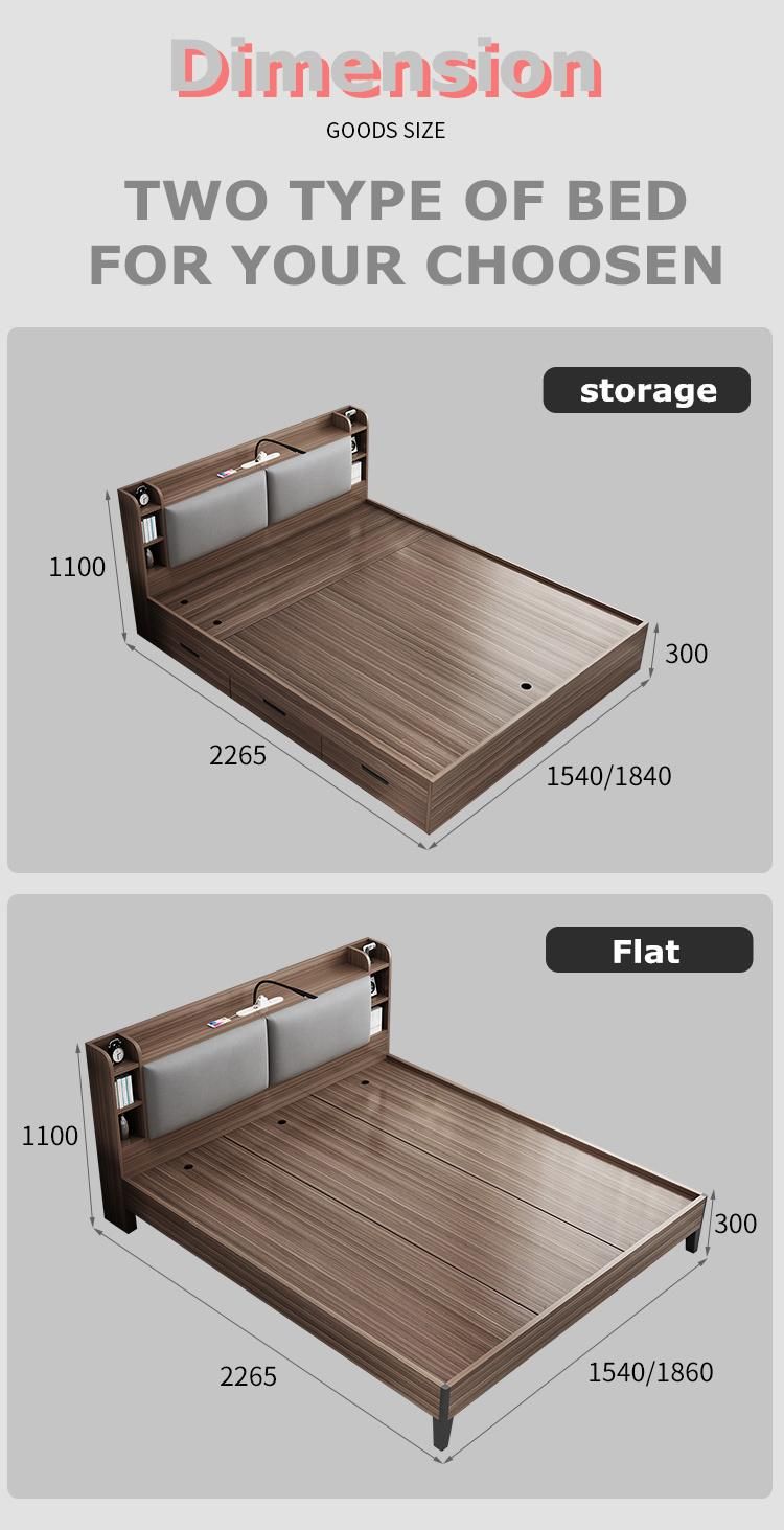 Made in China Modern Mattress Bed Home Hotel Wooden Double Bed MDF Bedroom Furniture Sets