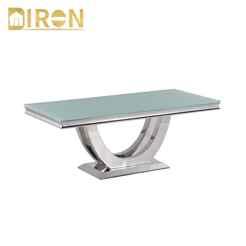 Guangdong Foshan Manufacturer Marble Glass Top Stainless Steel Coffee Table