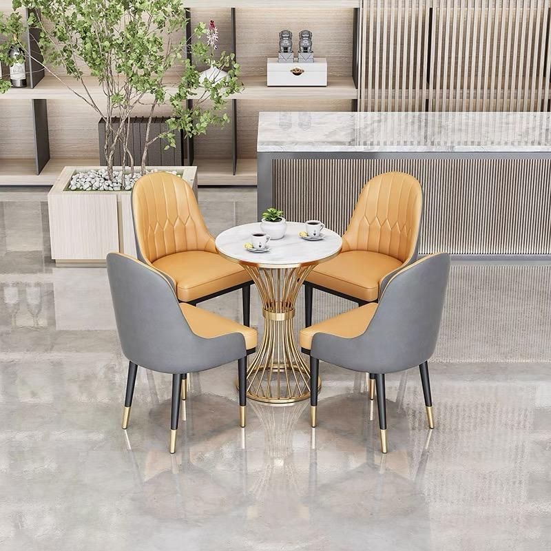 Cafe Shop Round Metal Frame Marble Table Top Coffee Tables