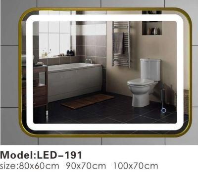 Golden Metal Frame LED Smart Glass Bathroom Vanity Wall Mirror