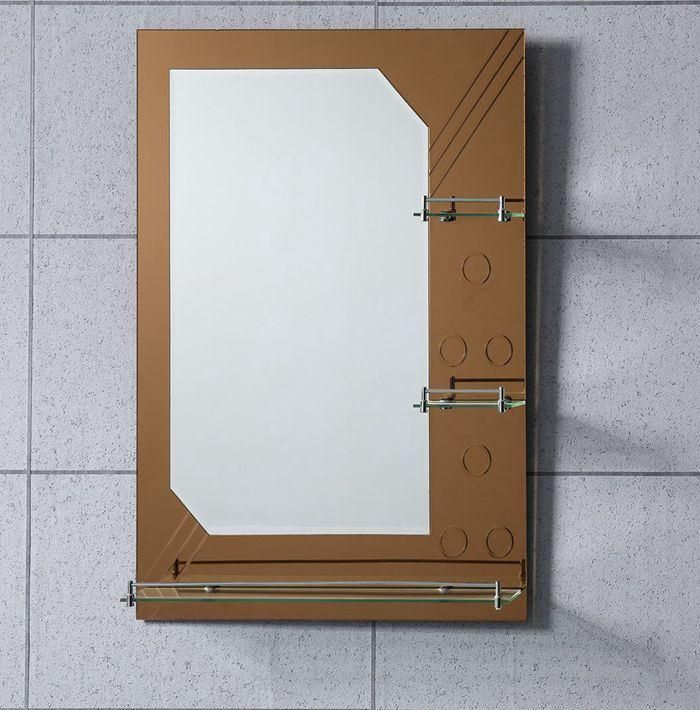 4mm 5mm Wall Mounted 4mm Aluminum/Silver Mirror Bathroom Mirror with Glass Shelf