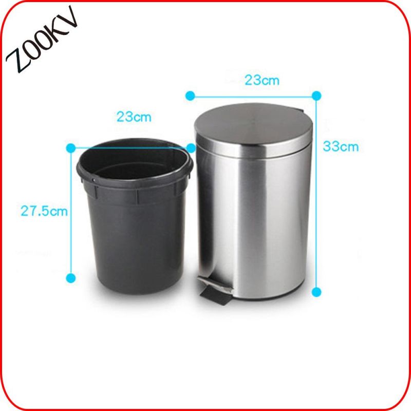 Stainless Steel Pedal Wastebin Dustbin Trash Indoor Room Recycle Gold Color 8L 12L