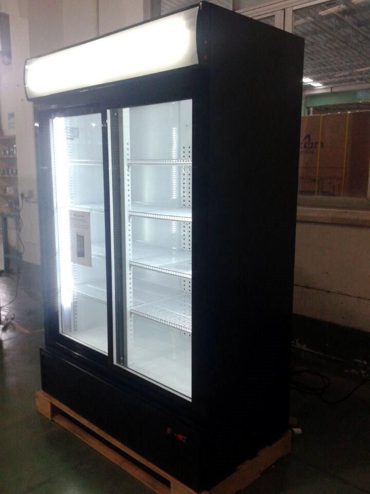 Glass 2 Door Beverage Display Freezer/Beer Display Cooler/Refrigerating Showcase