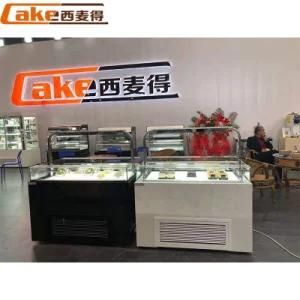 Commercial Marble Curve Glass Cake Display Cabinet with One Door for Bakery