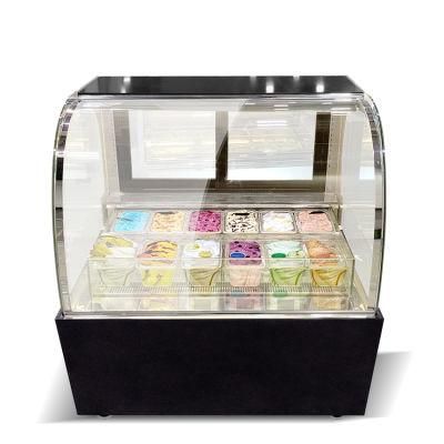 New Ice Cream Cone Cabinet Gelato Freezer Ice Cream Display Refrigerated Curved Glass Cake Hard Ice Cream Showcase