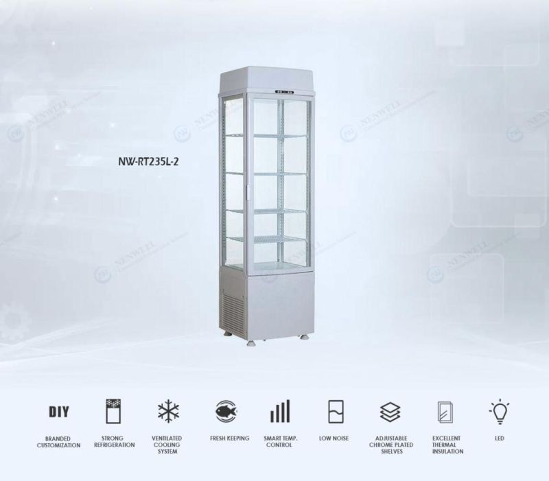Upright 4 Side Glass Door Beverage and Beer Refrigerated Display Showcase (NW-RT235L-2)