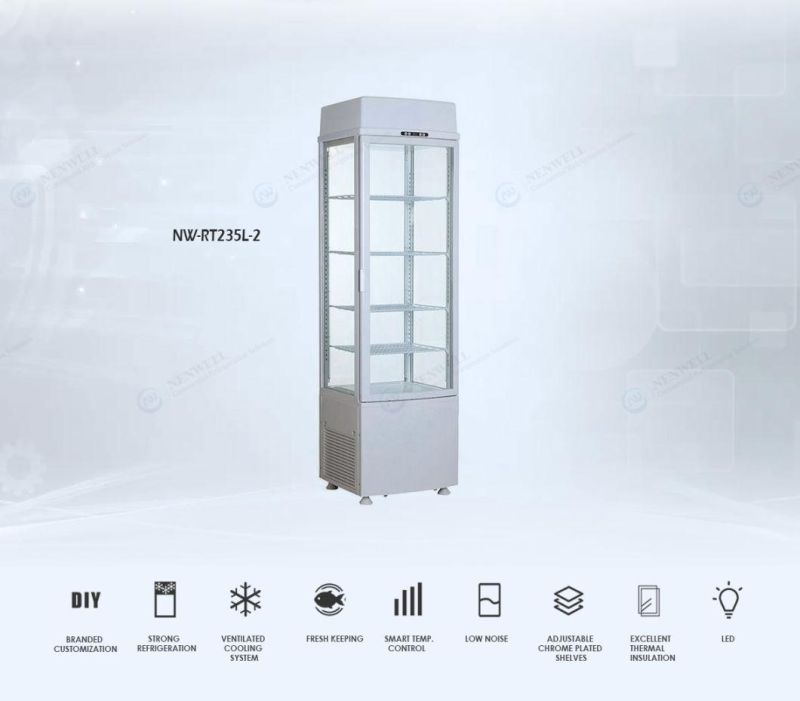 Upright 4 Side Glass Door Beverage and Beer Refrigerated Display Showcase (NW-RT235L-2)