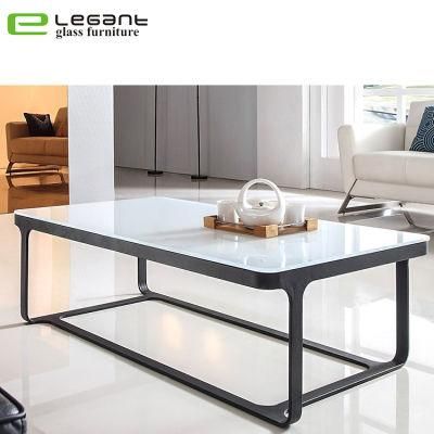 White Painting Tempered Glass Coffee Table