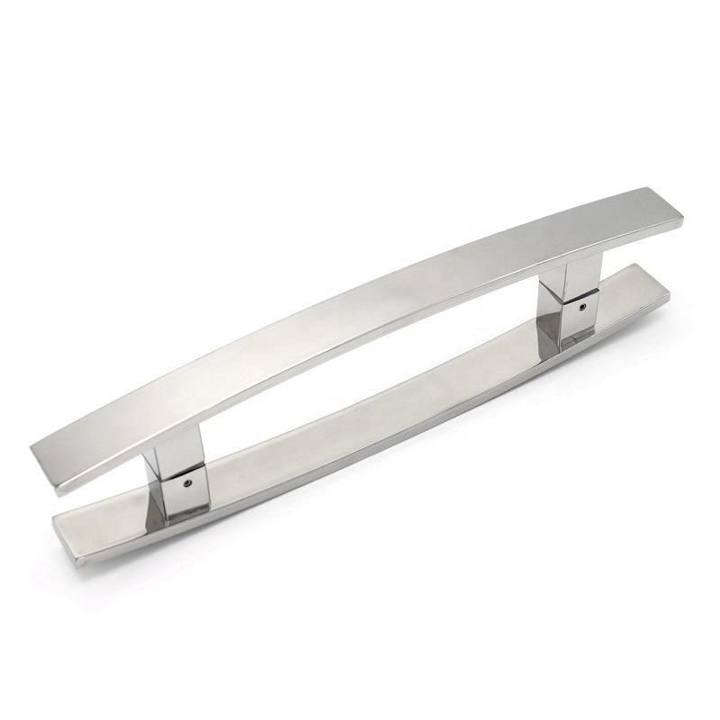 Glass Door Stainless Steel Curved Square Tube Pull Handle