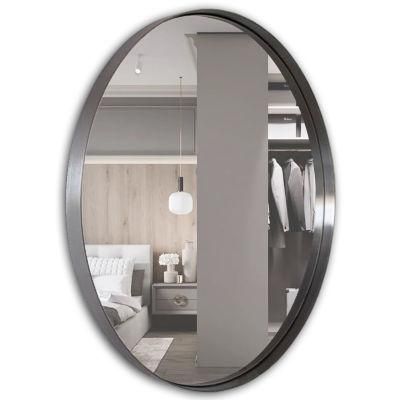 Bathroom Simple Glass Hotel Black Wall Round Mirror with Frame