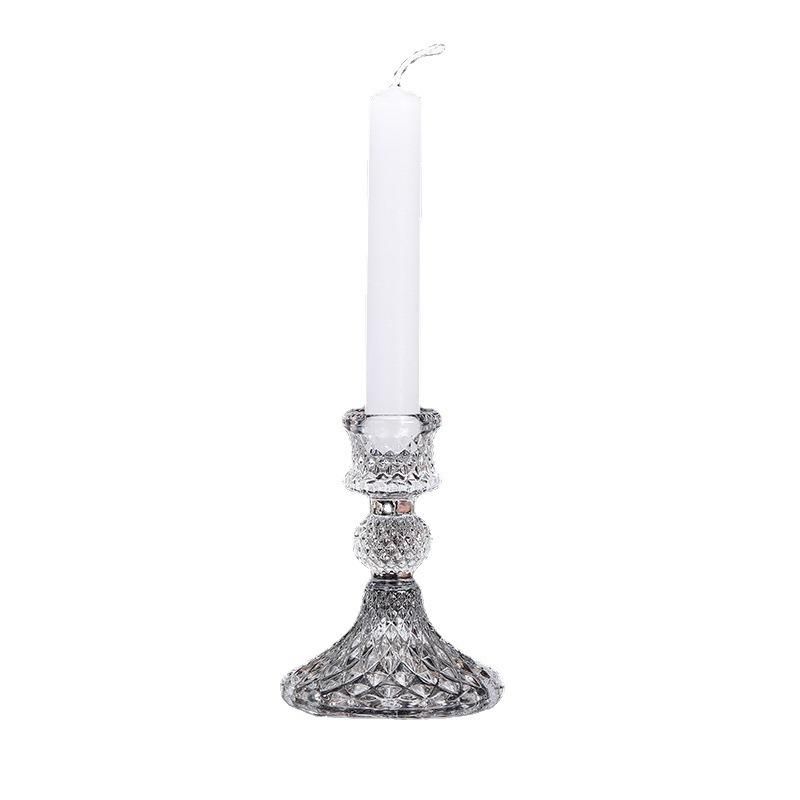 European and American Style Household Creative Retro Glass Handicraft Candlestick Contracted Ins Romantic Table Decoration Candlestick