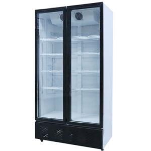 Large Tempered Glass Doors Vertical Cabinet Supermarket Refrigerated Showcase