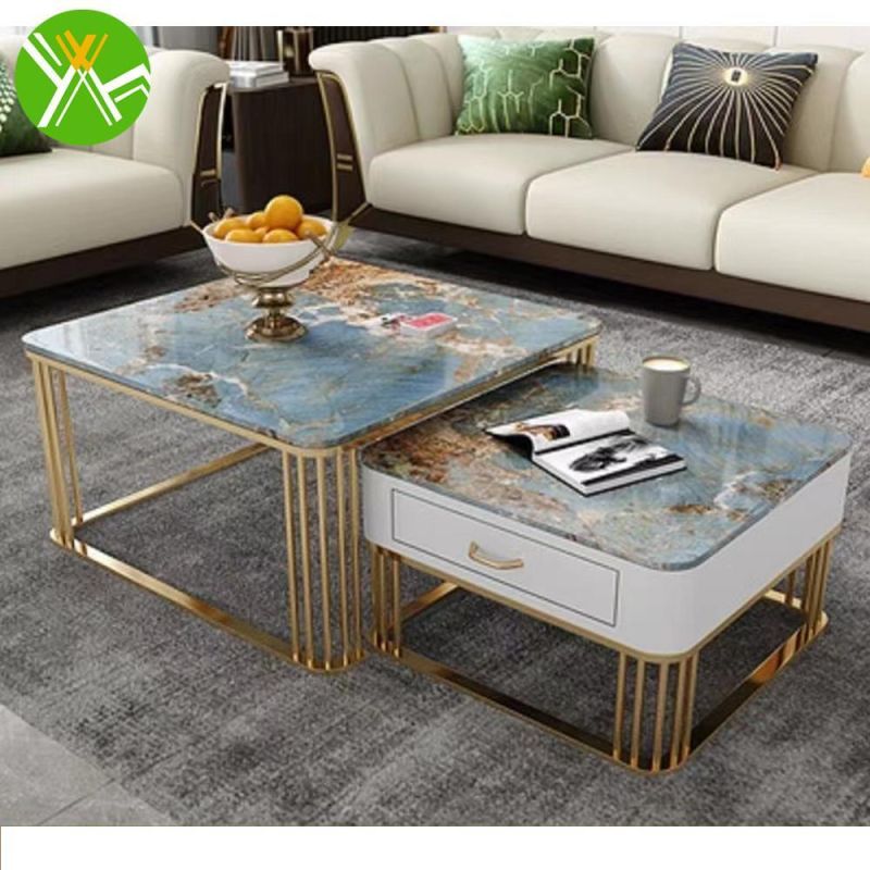 Yuhaihot Sale Design Modern Furniture Living Room Table Basse Tempered Round Glass Gold Coffee Tables for Living Room