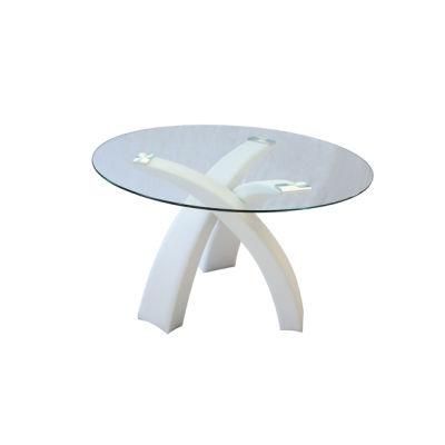 Home Restaurant Kitchen Furniture Table Sets Simple Design Modern Round Clear Tempered Glass Coffee Table Dining Table