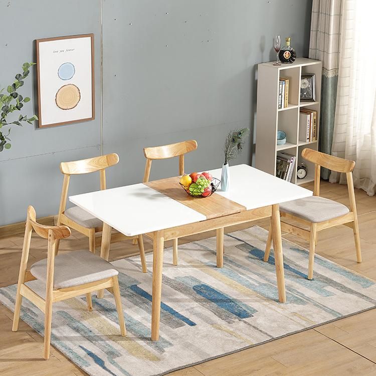 Space-Saving Nordic Design Adjustable Table Dining Table Set 6 Seater Modern Luxury White Top Extendable Dining Table