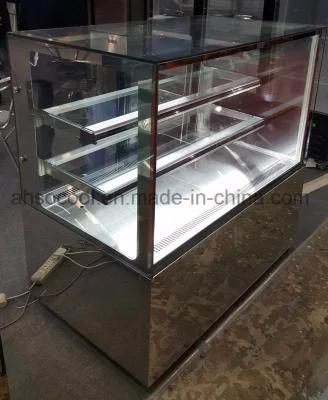 Anti-Fog Square Glass Refrigerated Pastry Showcase with LED Lighting