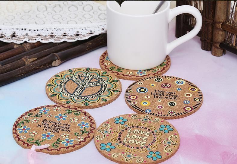 Wholesale Blank Logo Wooden Round Absorbent Cork Coasters