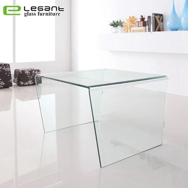 Wholesale Glass Furniture Square Shape Clear Glass Coffee Table