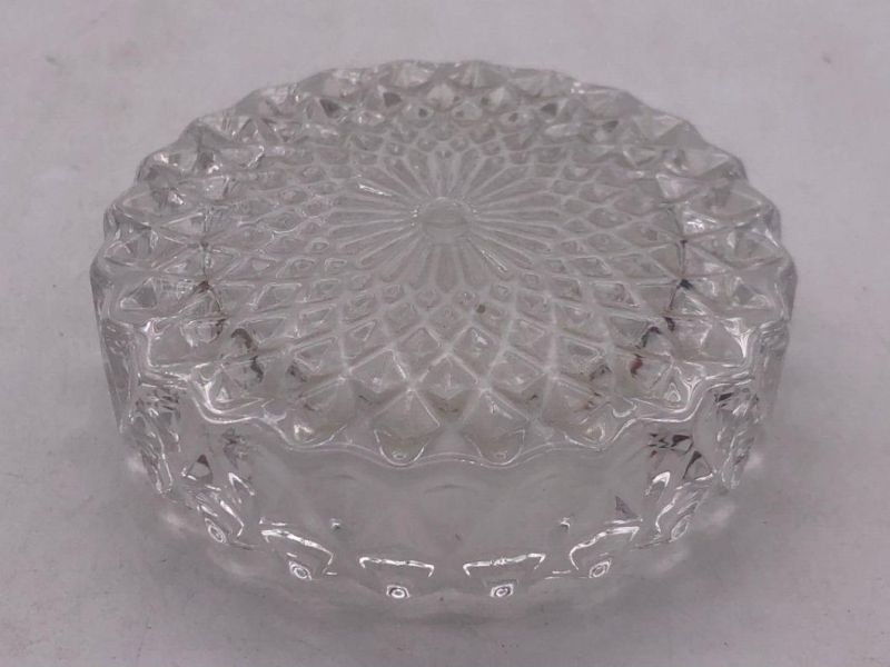 Elegant Clear Glass Candle Holder with Pattern and Glass Lid