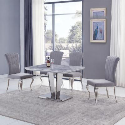 Foshan Dining Room Furniture Marble Modern Stainless Steel Dining Table