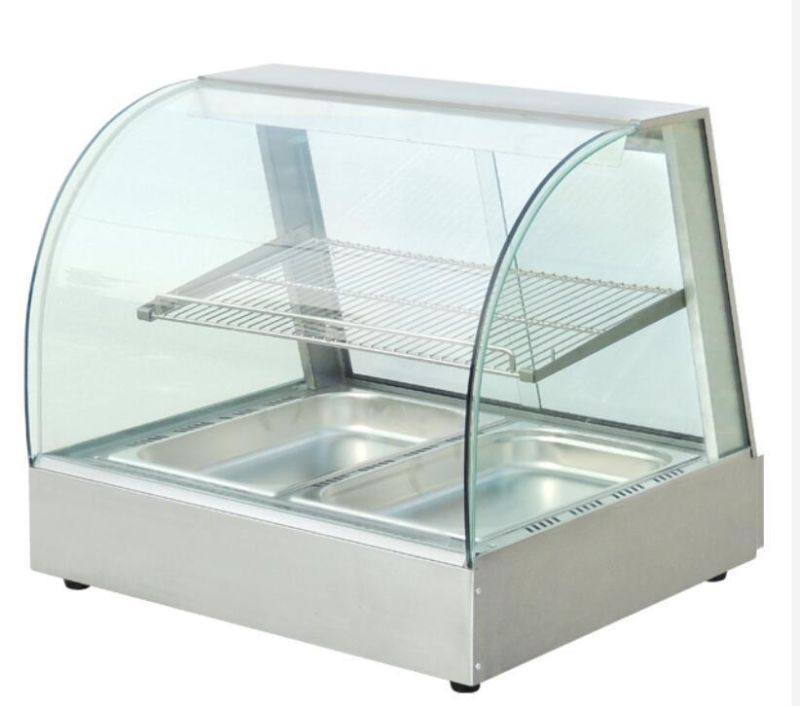 Stainless Steel Heat Display Electric Food Warming Showcase with Curved Glass