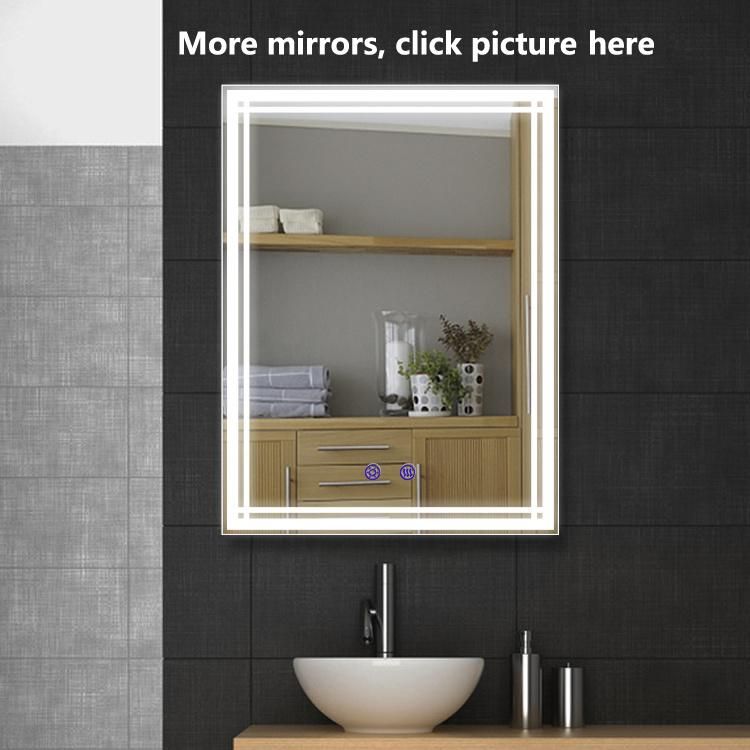 Vertical Rectangle Framed LED Lighted Home Decor Touch Sensor Fogless Bathroom Wall Mirror