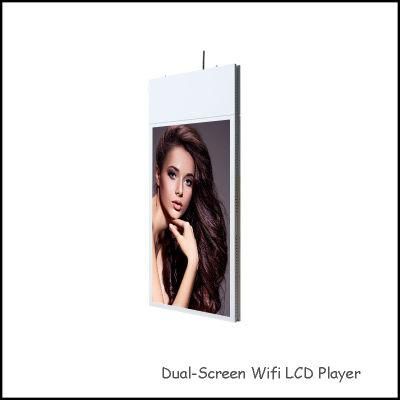 Hanging Double-Sided LCD Screen Player WiFi Advertising Display for Showcase, Glass Wall, Window