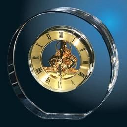 Lovely Faceted Crystal Glass Desk Clock in Brass