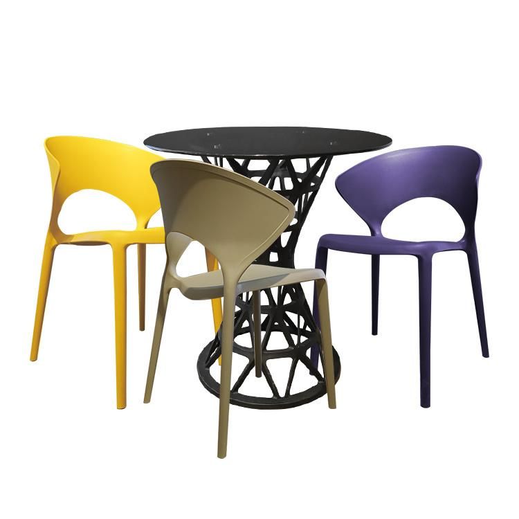 Modern Black Legs Black Glass Table Living Room Furniture Round Coffee Table