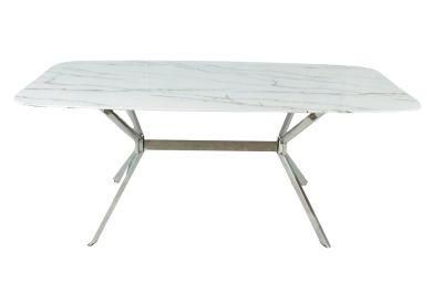 Modern Home Living Room Restaurant Furniture Sintered Stone Desktop Stainless Steel Dining Table