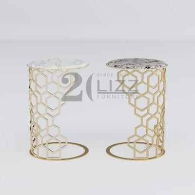 2022 OEM Latest Modern Style Decortive Hotel Bar Home Furniture European Double Luxury Metal Leg Coffee Table